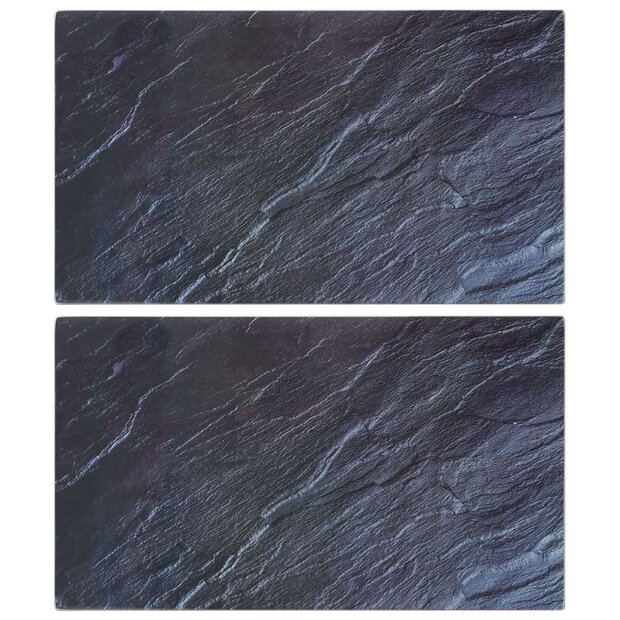 Snijplanken 2 st met natuurlijk steenpatroon gehard glas 1