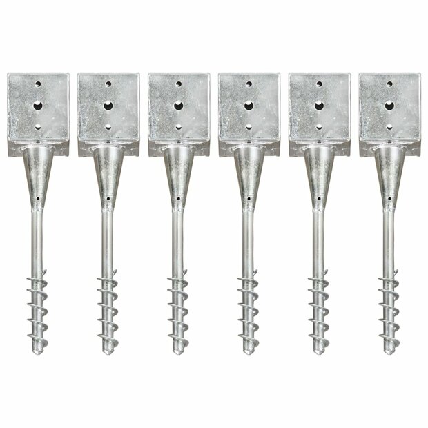 Grondpinnen 6 st 12x12x56 cm gegalvaniseerd staal zilverkleurig 1