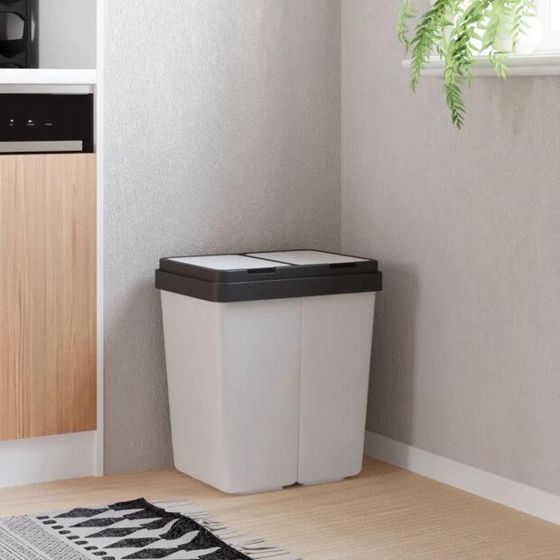 Vuilnisbak dubbel 2x25 L wit 1