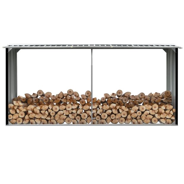 Haardhoutschuur 330x92x153 cm gegalvaniseerd staal antraciet 1