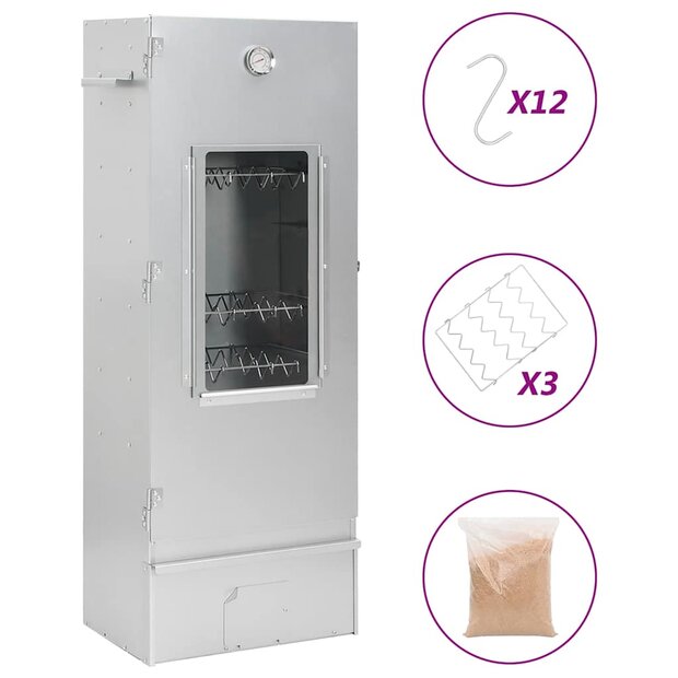 BBQ-rookoven met houtsnippers 44,5x29x110 cm staal 1