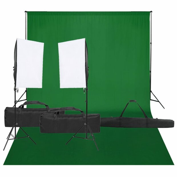 Fotostudioset met verlichtingsset en achtergrond 1