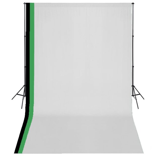 Fotostudioset met 3 katoenen achtergronden en frame 3x5 m 1
