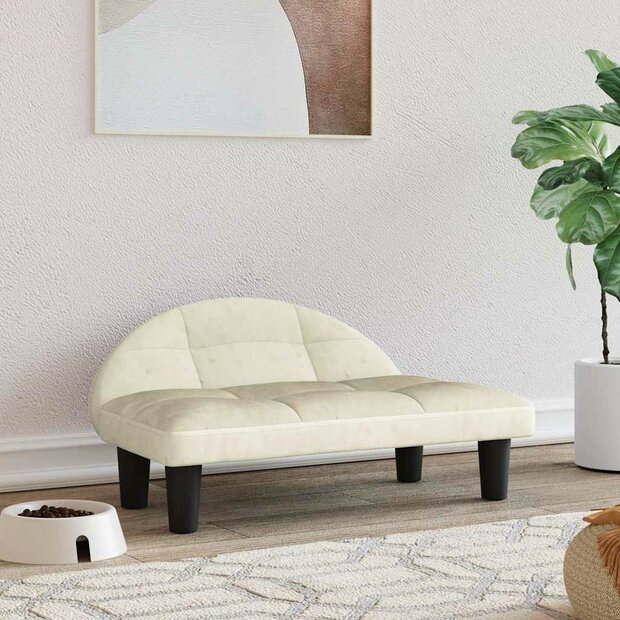 Hondenmand 70x52x30 cm fluweel cr&egrave;mekleurig 1