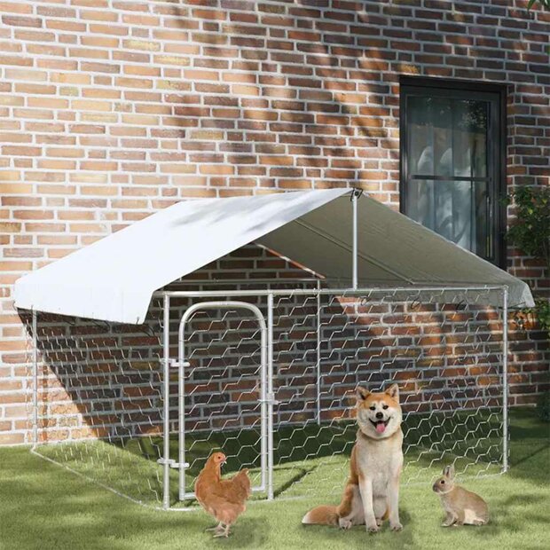 Hondenkennel voor buiten met dak 200x200x150 cm 1