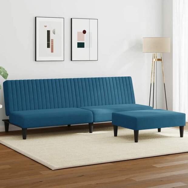2-delige Loungeset fluweel blauw 1