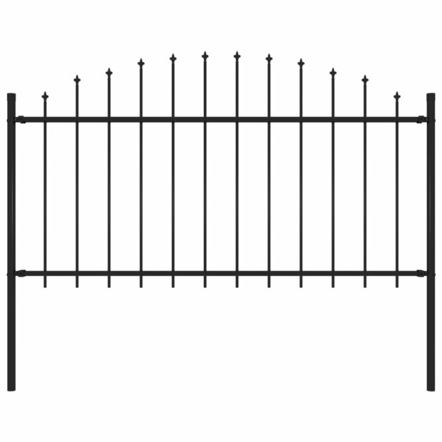 Tuinhek met speren bovenkant (1,25-1,5)x1,7 m staal zwart 1