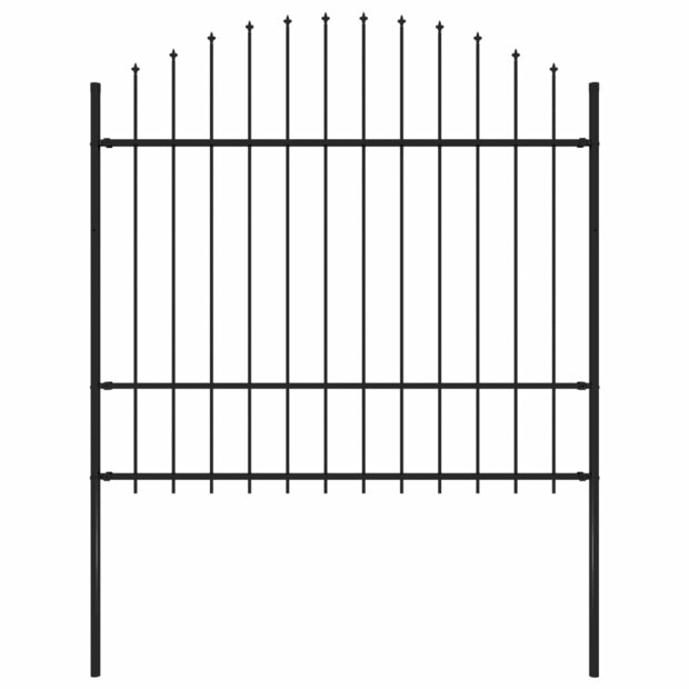 Tuinhek met speren bovenkant (1,5-1,75)x1,7 m staal zwart 1