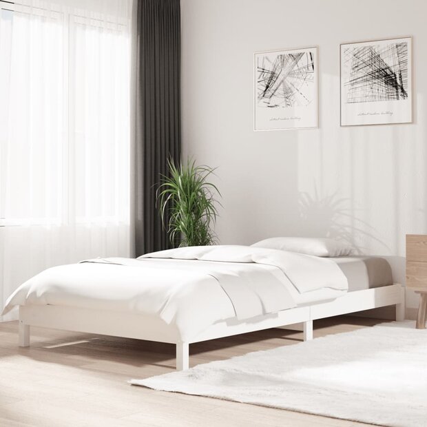 Bed stapelbaar 80x200 cm massief grenenhout wit 1