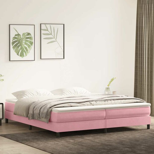 Boxspring zonder matras fluweel roze 200x210 cm 1