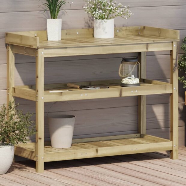Oppottafel met schappen 108x45x86,5 cm ge&iuml;mpregneerd hout 1