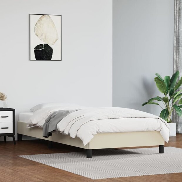 Bedframe kunstleer cr&egrave;mekleurig 80x200 cm 1