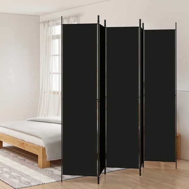 Kamerscherm met 5 panelen 250x220 cm stof zwart 1