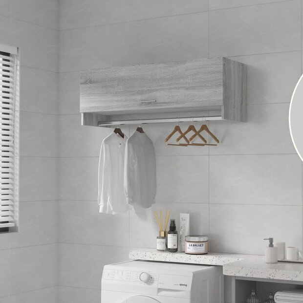 Kledingkast 100x32,5x35 cm bewerkt hout grijs sonoma eikenkleur 1