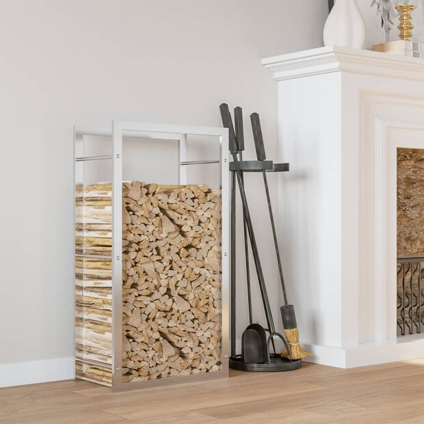 Haardhoutrek 50x28x94 cm roestvrij staal 1