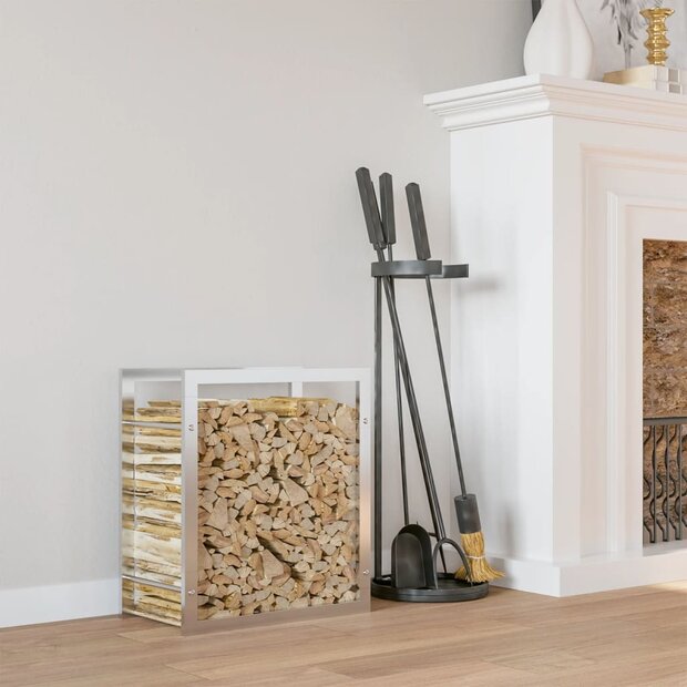 Haardhoutrek 80x28x86 cm roestvrij staal 1