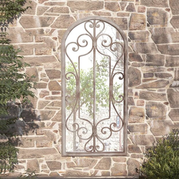 Tuinspiegel 100x45 cm ijzer zandkleurig 1