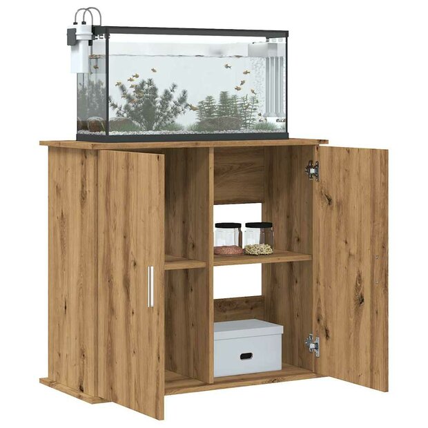 Aquariumstandaard 81x36x73cm bewerkt hout artisanaal eikenkleur 1