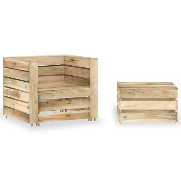 2-delige Loungeset pallet ge&iuml;mpregneerd grenenhout 1