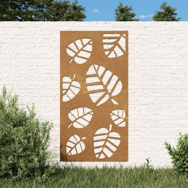Wanddecoratie tuin bladontwerp 105x55 cm cortenstaal 1