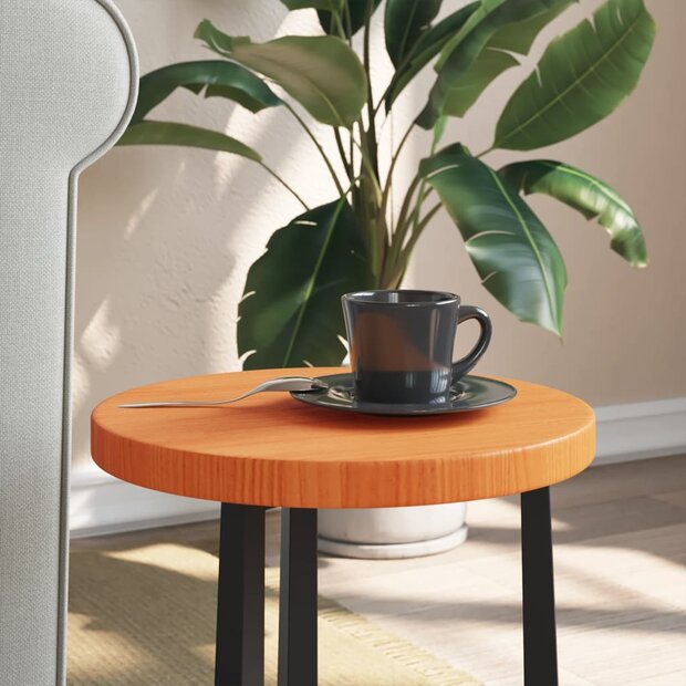 Tafelblad rond &Oslash;30x2,5 cm massief grenenhout wasbruin 1