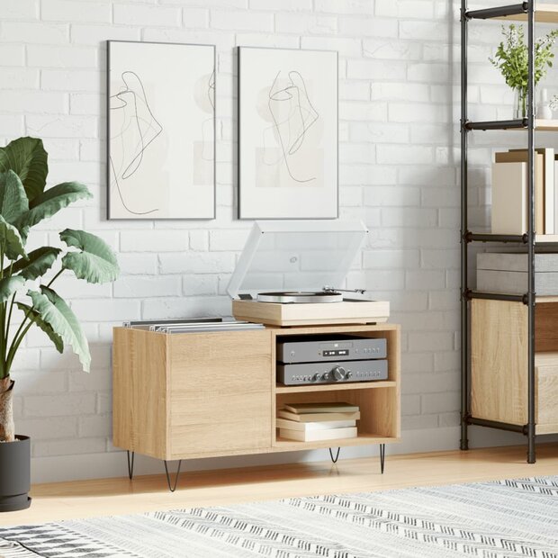 Platenkast 85x38x48 cm bewerkt hout sonoma eikenkleurig 1