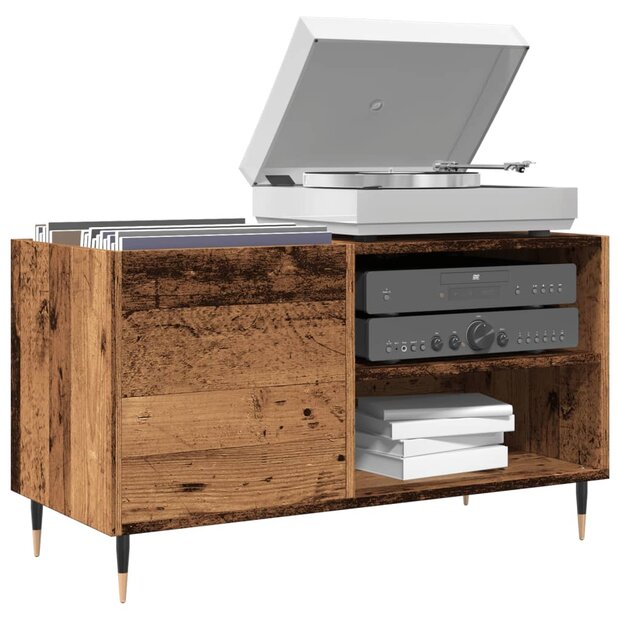 Platenkast 84,5x38x48 cm bewerkt hout oud houtkleurig 1