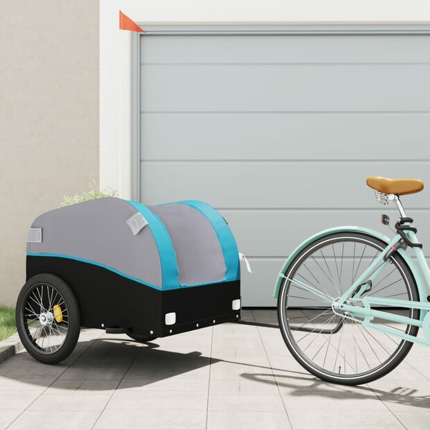 Fietstrailer 45 kg ijzer zwart en blauw 1