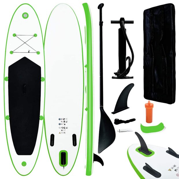 Stand-up paddleboard opblaasbaar groen en wit 1