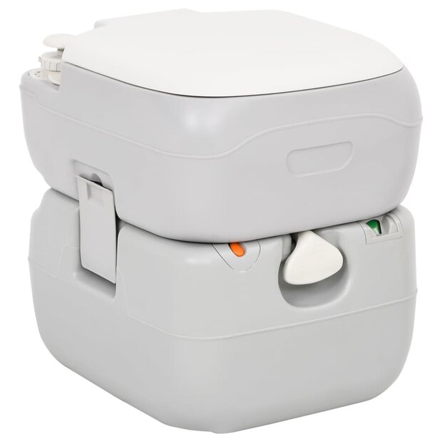 Campingtoilet draagbaar 22+12 L HDPE grijs en wit 1