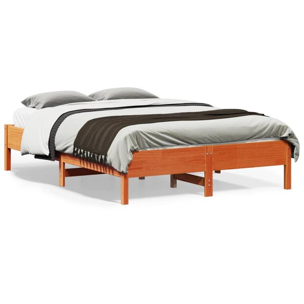 Bed met matras massief grenenhout wasbruin 140x190 cm 1