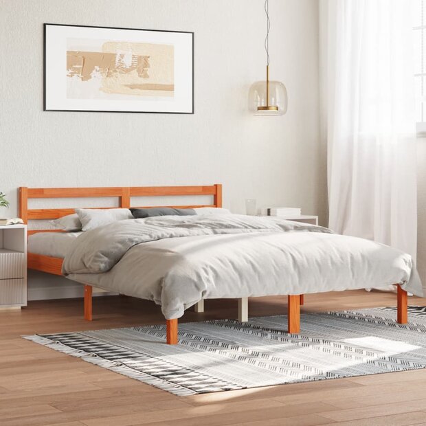 Bed met matras massief grenenhout wasbruin 140x190 cm 1
