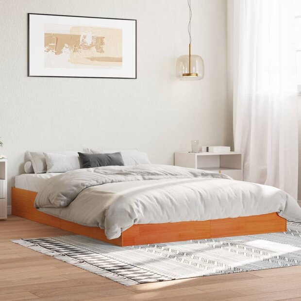 Bed met matras massief grenenhout wasbruin 140x190 cm 1
