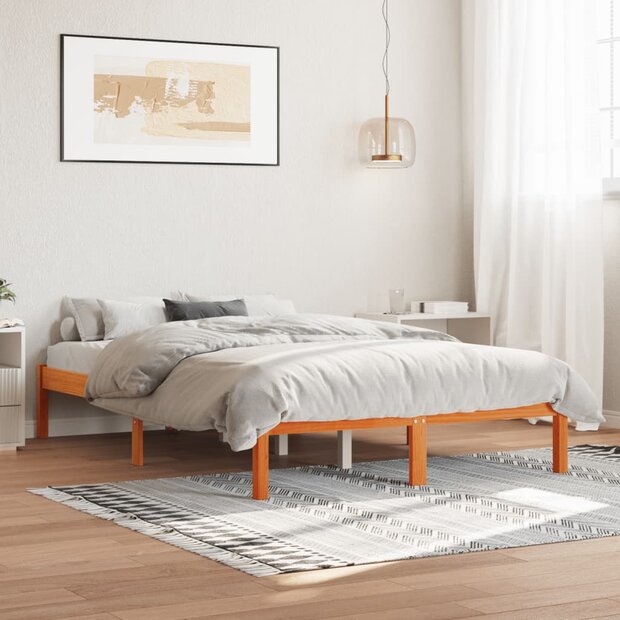 Bed met matras massief grenenhout wasbruin 140x190 cm 1