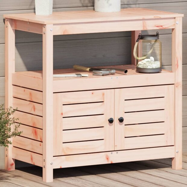 Oppottafel met schappen 82,5x45x81 cm massief douglashout 1