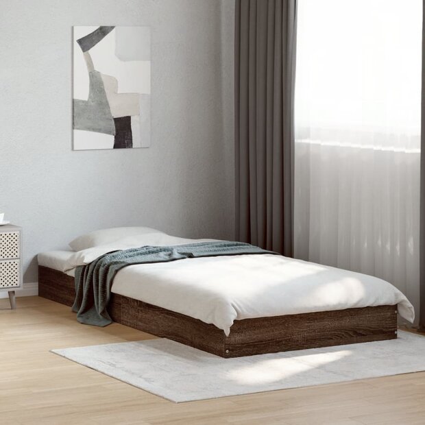 Bedframe zonder matras bewerkt hout bruin eikenkleur 75x190 cm 1