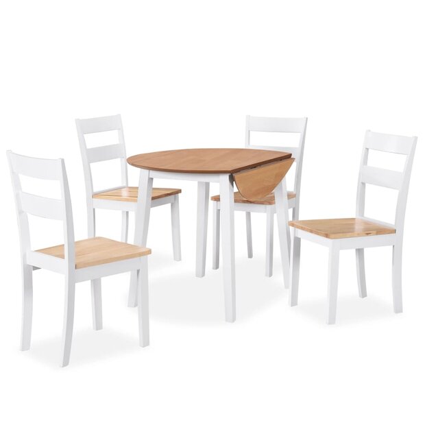 Eetkamerset MDF en rubberwood wit 5-delig 1