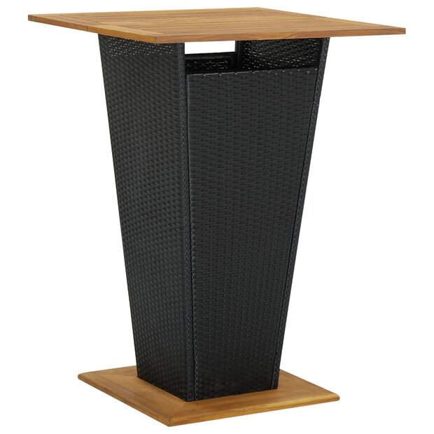 Bartafel 80x80x110 cm poly rattan en massief acaciahout zwart 1
