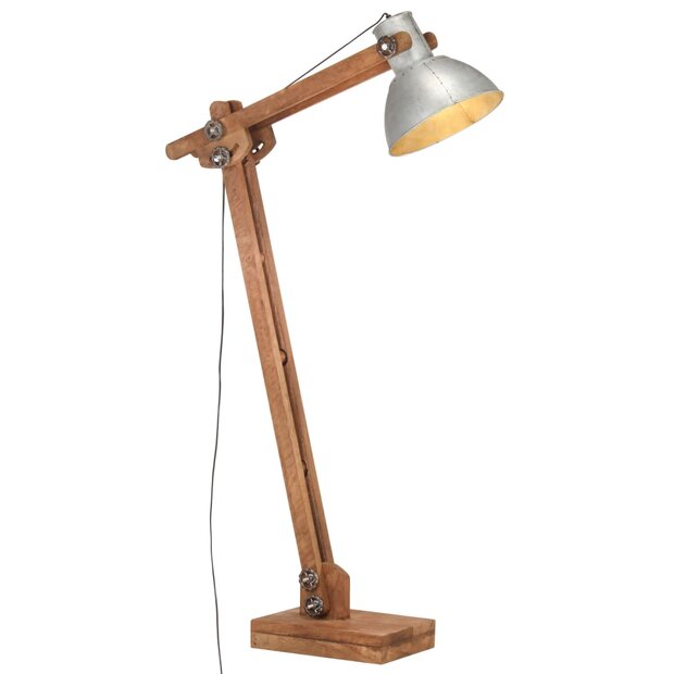 Vloerlamp E27 massief mangohout zilverkleurig 1