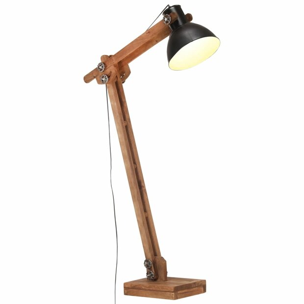 Vloerlamp E27 massief mangohout zwart 1