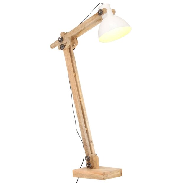 Vloerlamp E27 massief mangohout wit 1