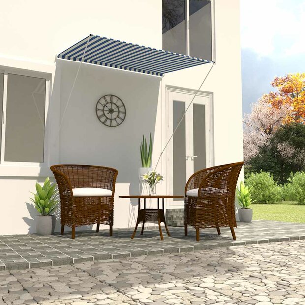 Luifel uittrekbaar 150x150 cm blauw en wit 1