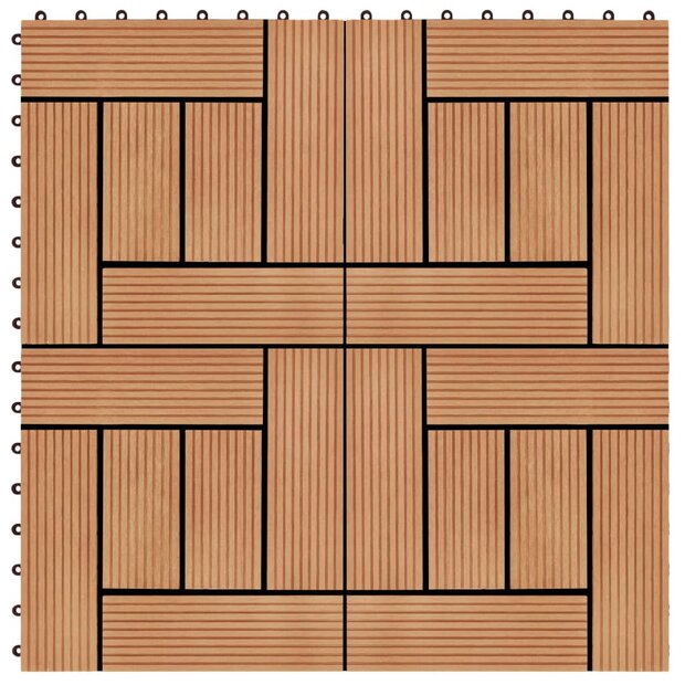 Terrastegels 30x30 cm 1 m&sup2; HKC teakkleur 11 st  1