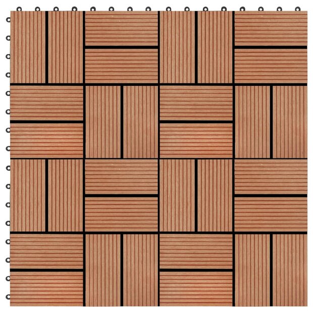 Terrastegels 30x30 cm 1 m&sup2; HKC teakkleur 11 st 1
