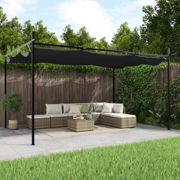 Pergola met uitschuifbaar dak 395x292x230 antracietkleurig 1