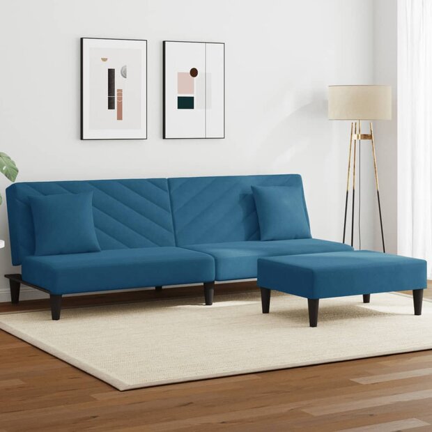 2-delige Loungeset met kussens fluweel blauw 1