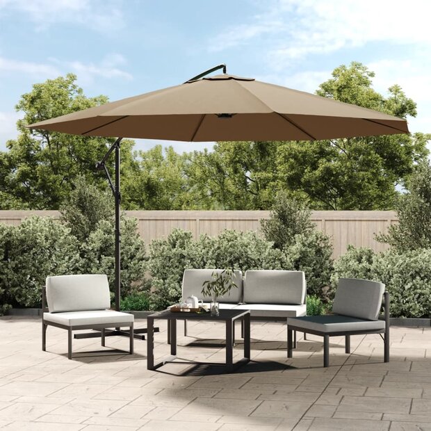 Zweefparasol met aluminium paal 350 cm taupe 1