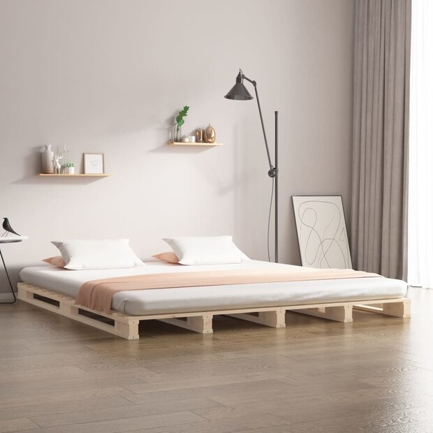Palletbed massief grenenhout 140x190 cm 1