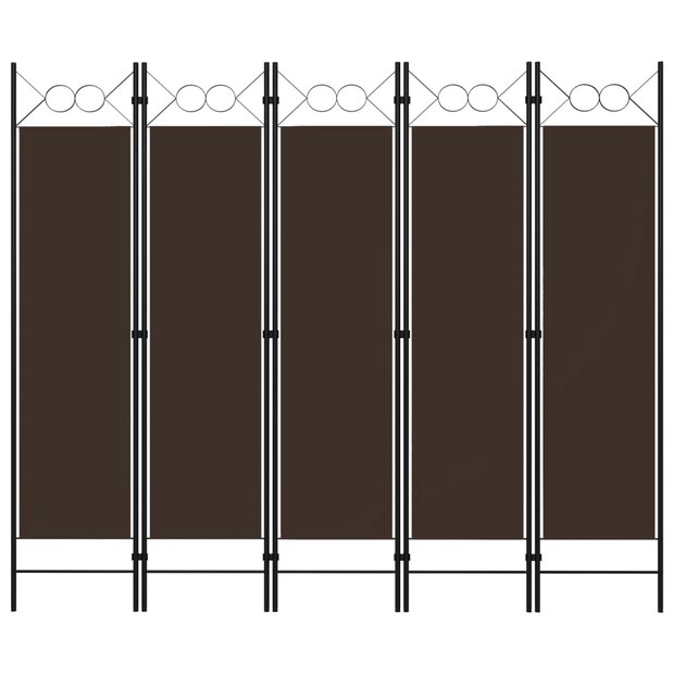 Kamerscherm met 5 panelen 200x180 cm bruin 1
