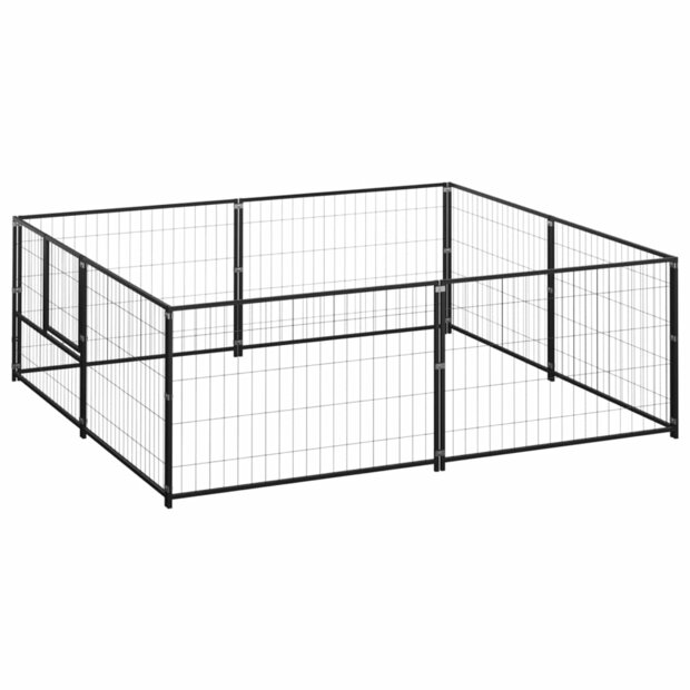 Hondenkennel 4 m&sup2; staal zwart 1